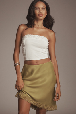 By Anthropologie The Tilda Knee-length Slip Skirt: Scallop Lace Edition