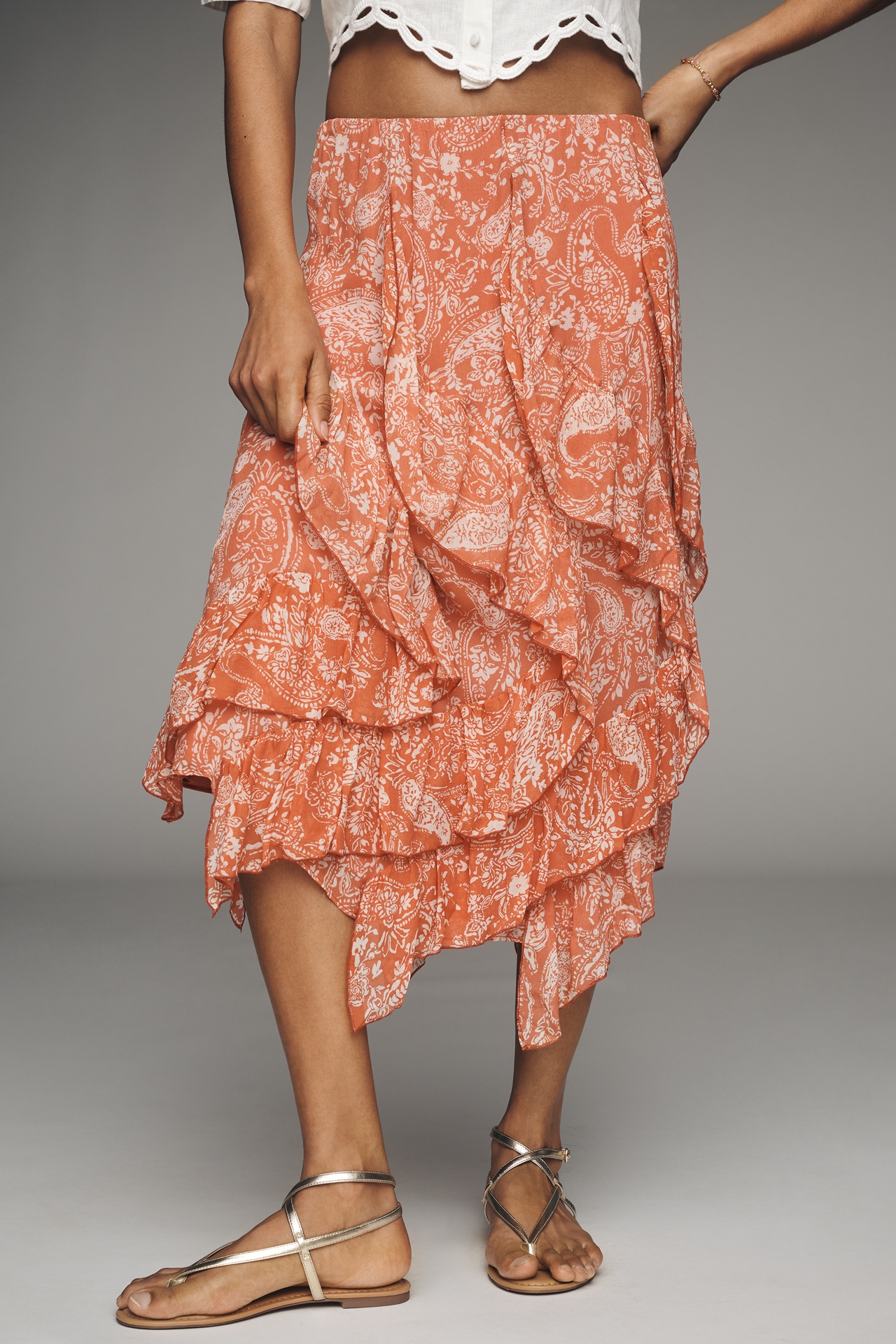 By Anthropologie Ruffle Cascade Skirt