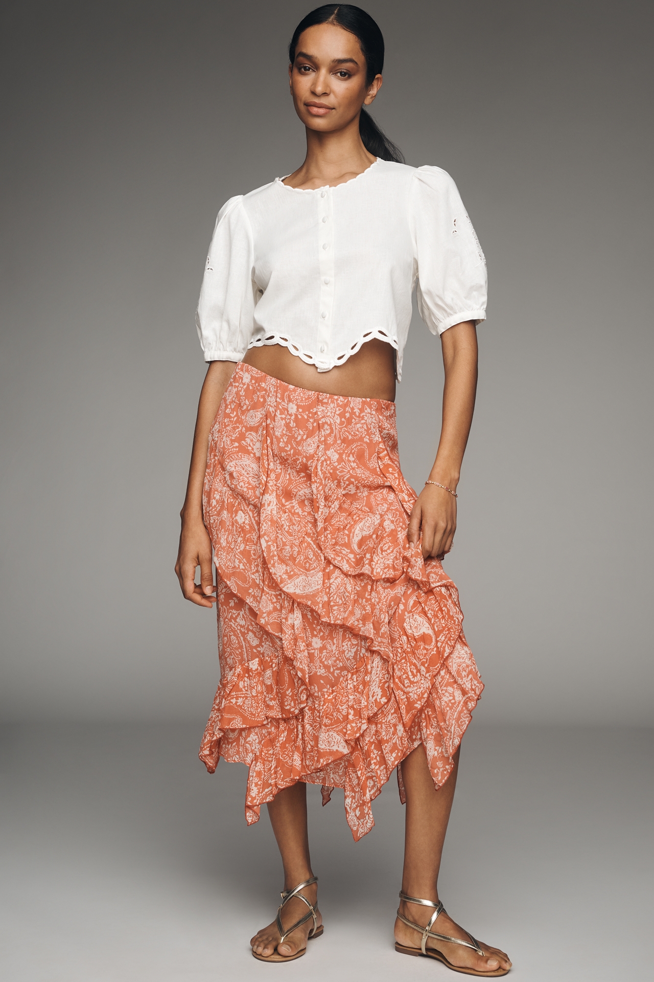 By Anthropologie Ruffle Cascade Skirt