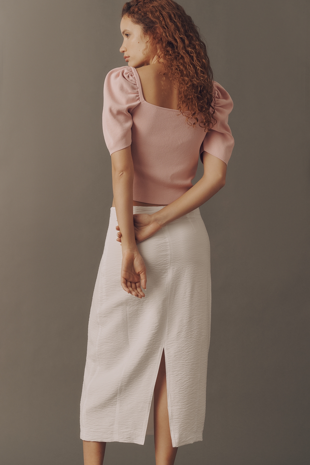 By Anthropologie Barrel Midi Skirt