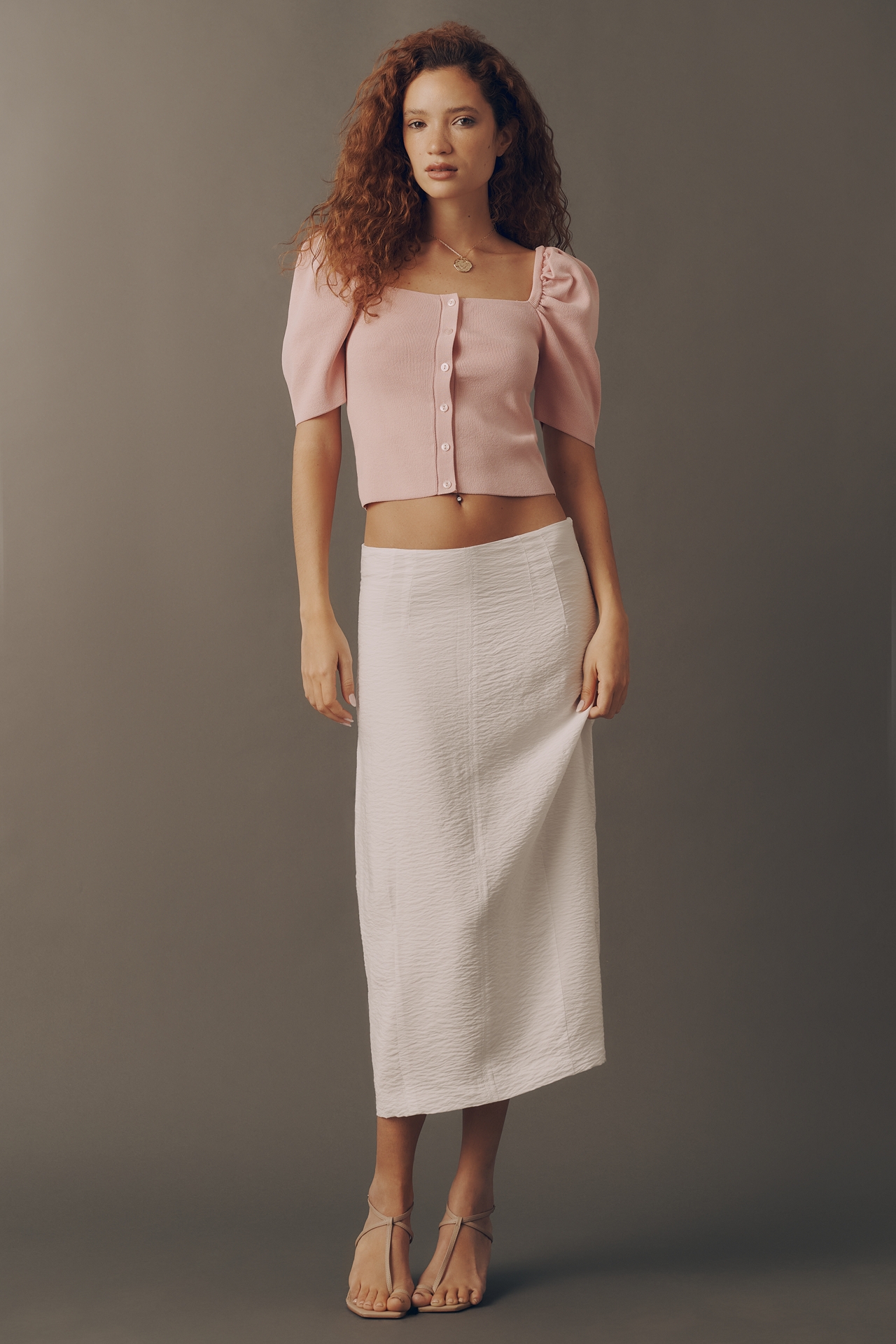 By Anthropologie Barrel Midi Skirt