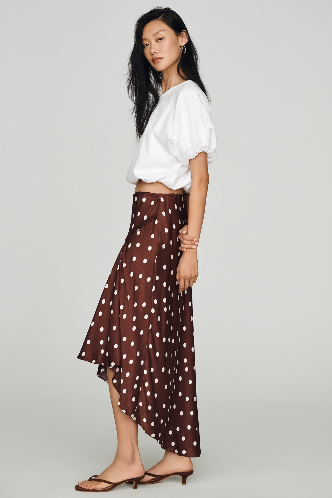 Maeve Satin High-Low Slip Skirt