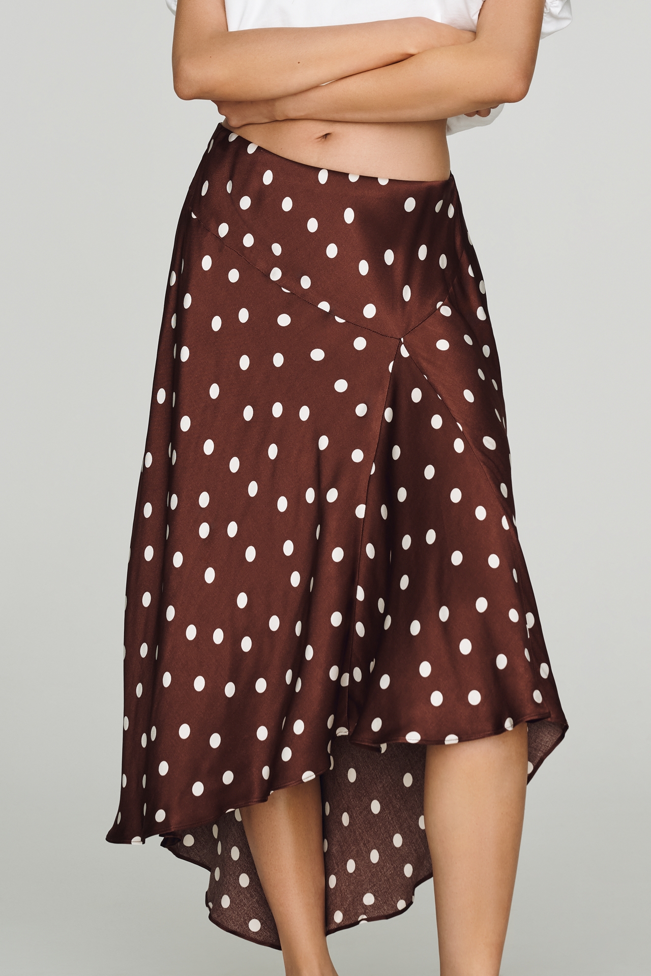 Maeve Satin High-Low Slip Skirt