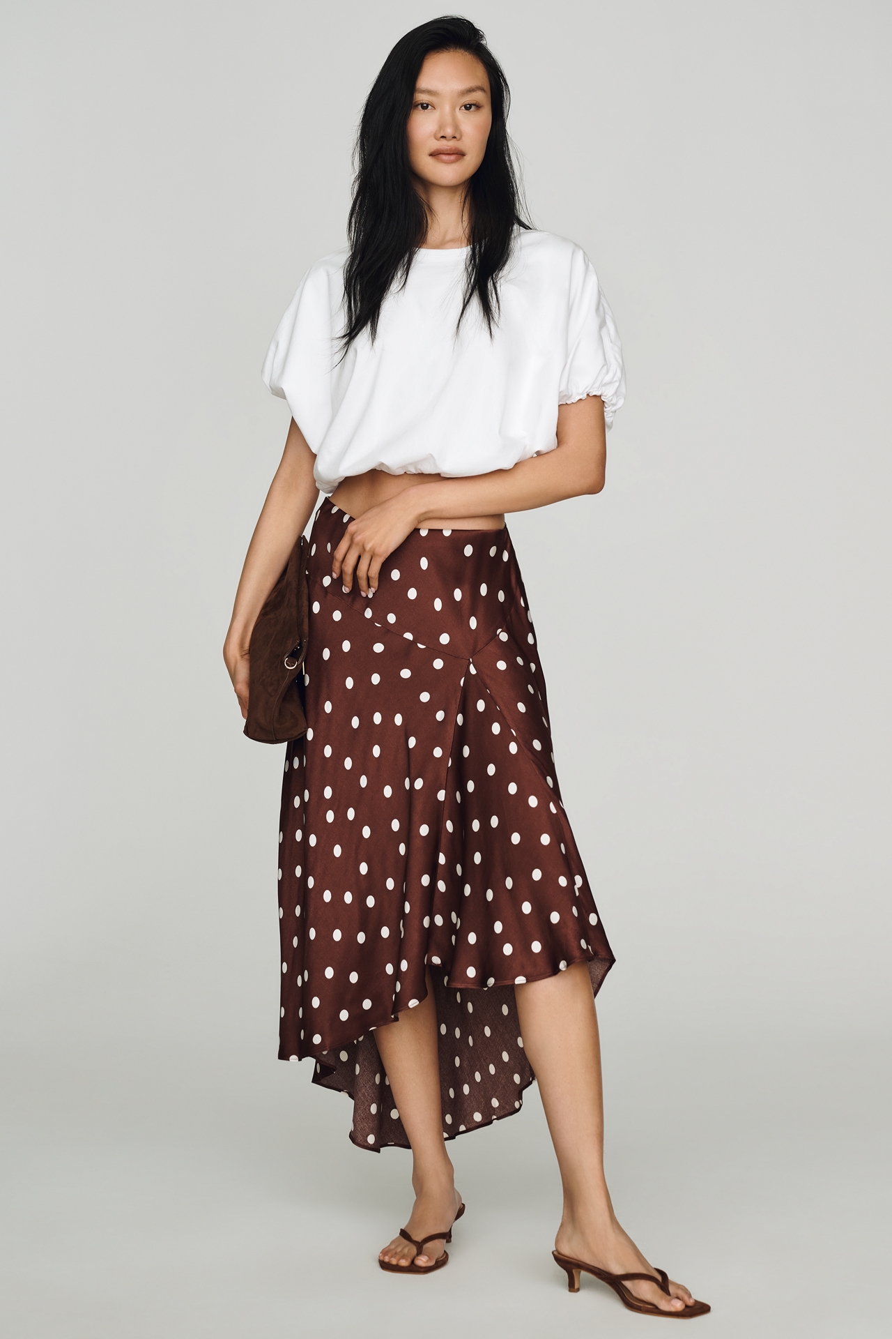 Maeve Satin High-Low Slip Skirt