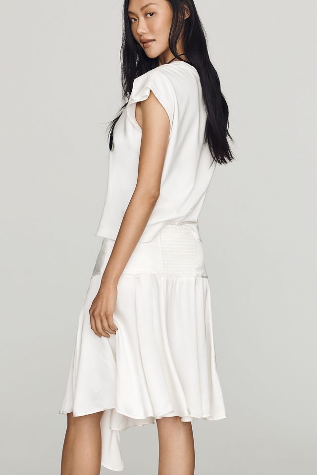 Maeve Asymmetrical Satin Godet Midi Skirt #3