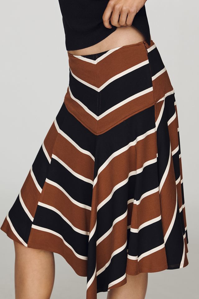 Maeve Asymmetric Godet Rugby Midi Skirt #1