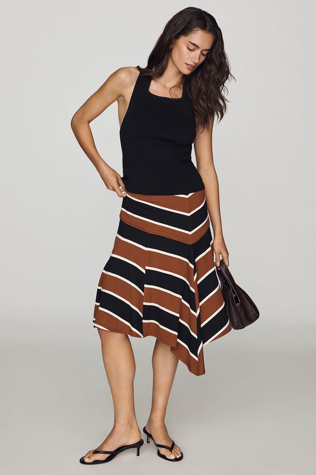 Maeve Asymmetric Godet Rugby Midi Skirt #2