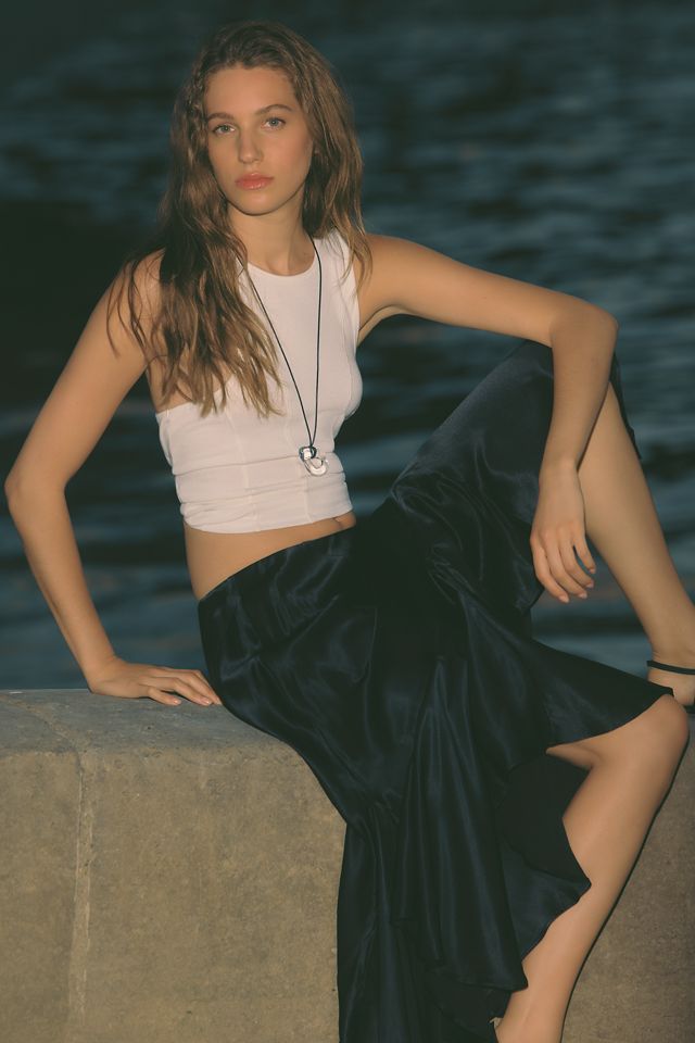 By Anthropologie Silky Swirl Midi Skirt #1