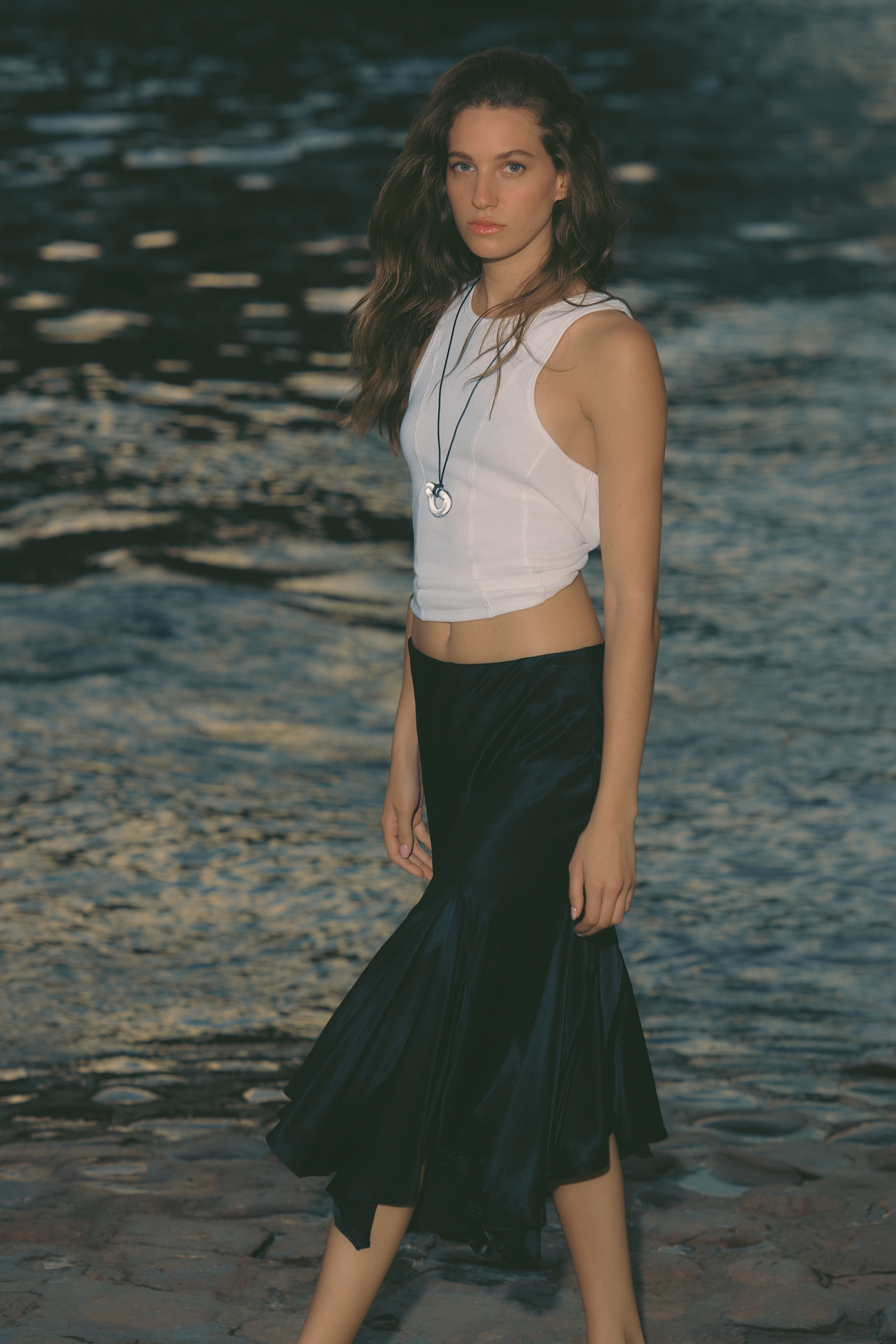 By Anthropologie Silky Swirl Midi Skirt