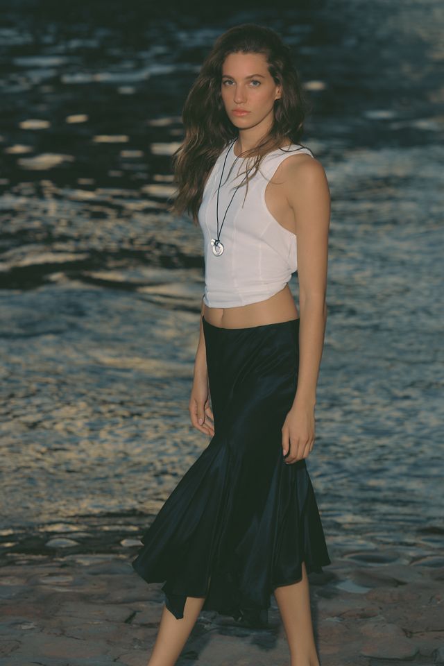 By Anthropologie Silky Swirl Midi Skirt #2