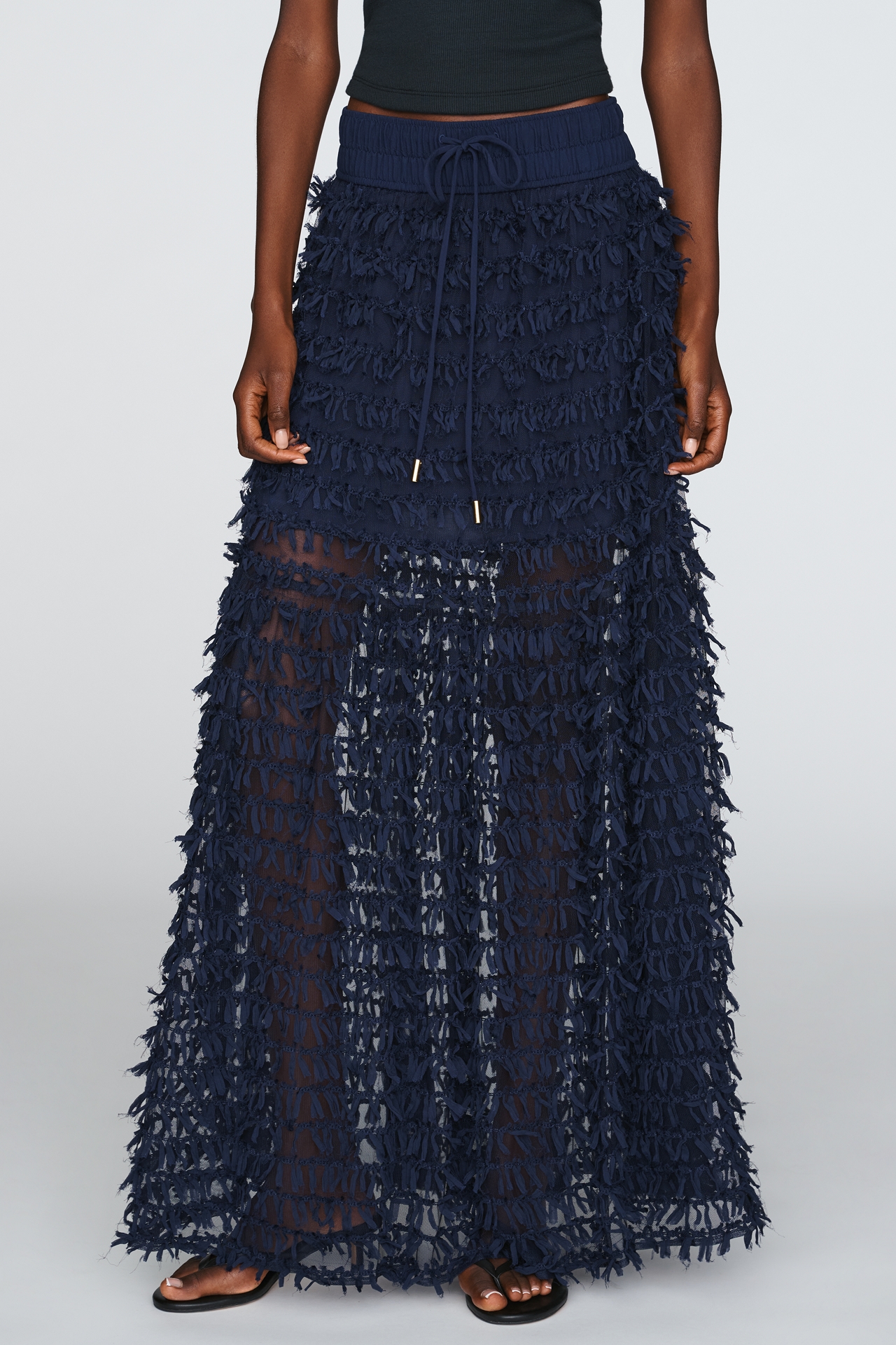 Maeve Playful Textured Midi Skirt