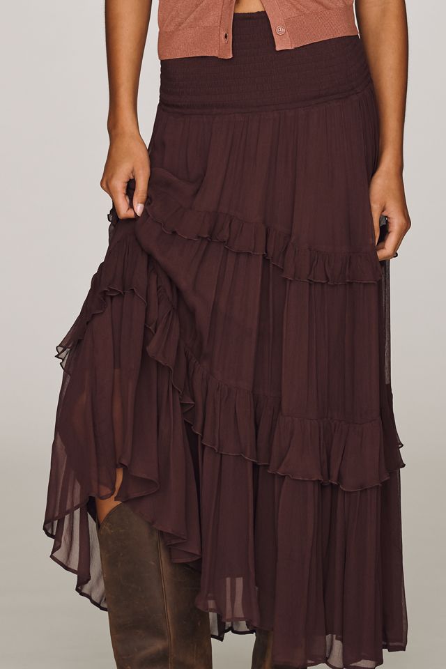By Anthropologie Tiered Balkans Maxi Skirt #1