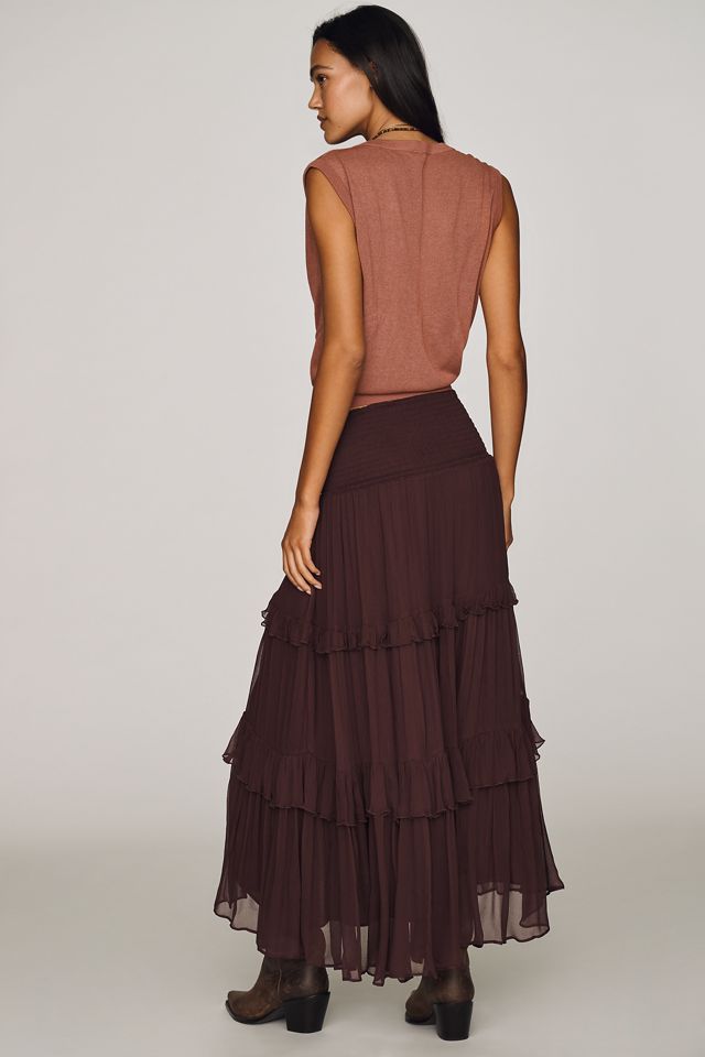 By Anthropologie Tiered Balkans Maxi Skirt #2