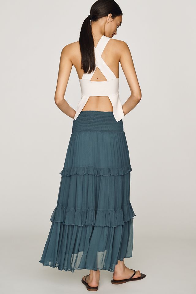 By Anthropologie Tiered Balkans Maxi Skirt #2