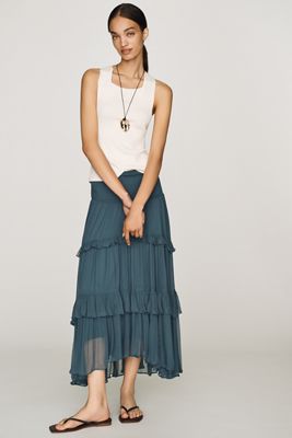 By Anthropologie Tiered Balkans Maxi Skirt