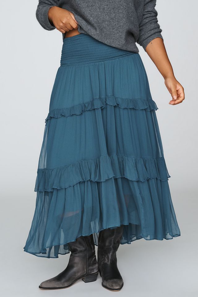 By Anthropologie Tiered Balkans Maxi Skirt #4