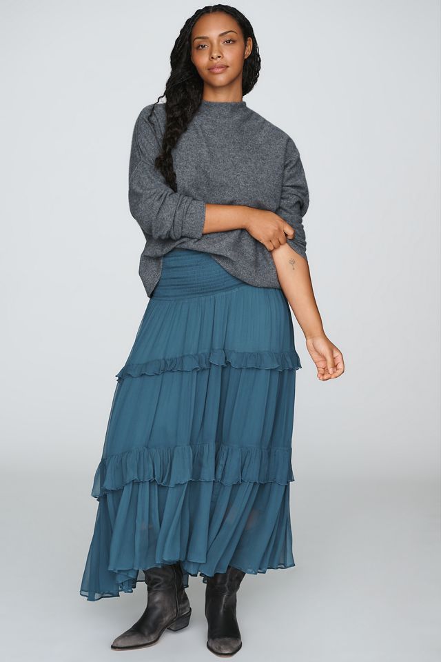 By Anthropologie Tiered Balkans Maxi Skirt #3