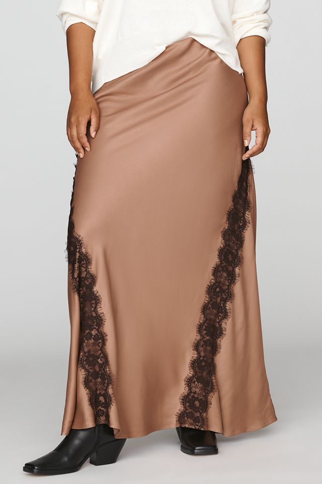 By Anthropologie Tilda Lace-Trim Maxi Slip Skirt #1