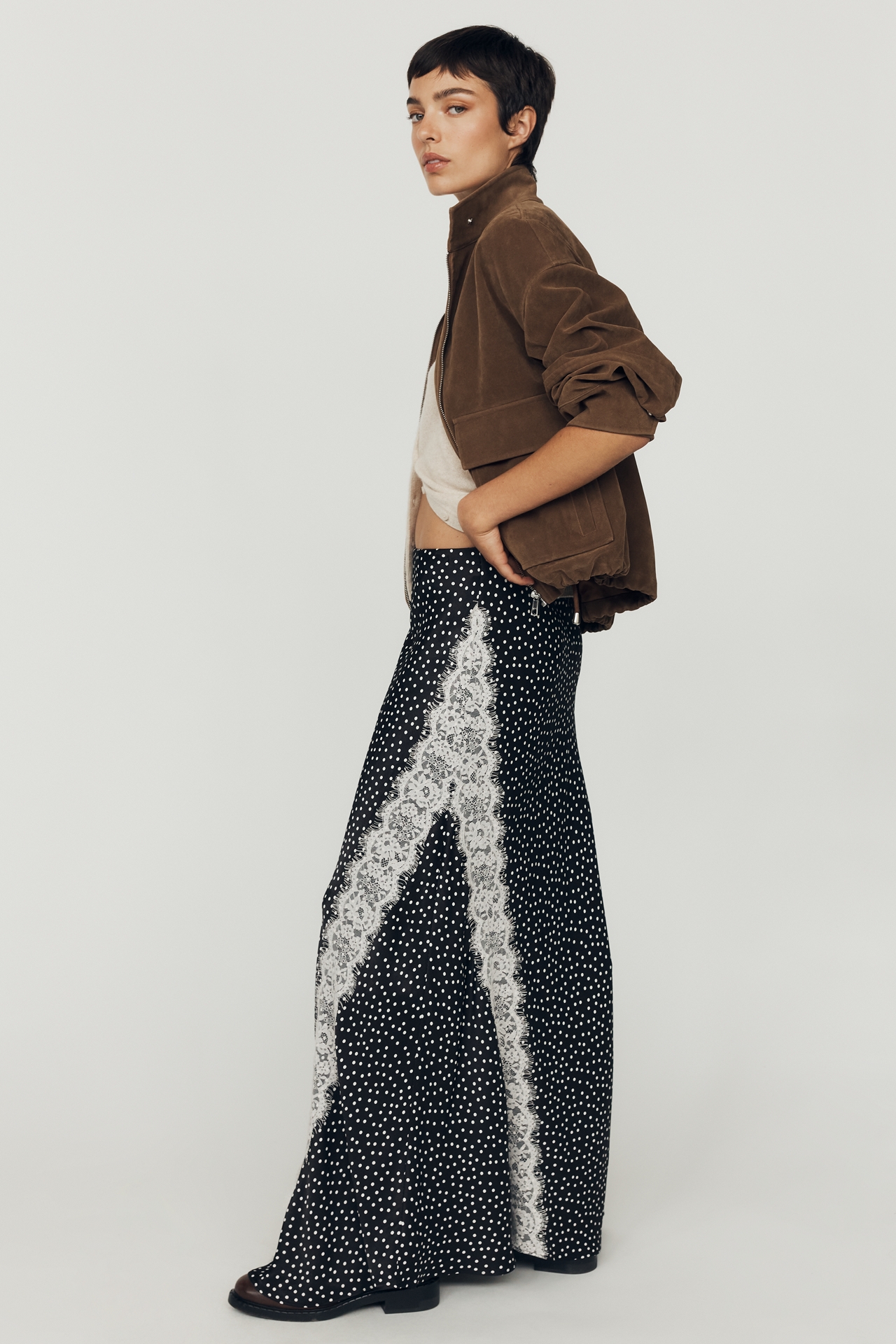 By Anthropologie Tilda Lace-Trim Maxi Slip Skirt