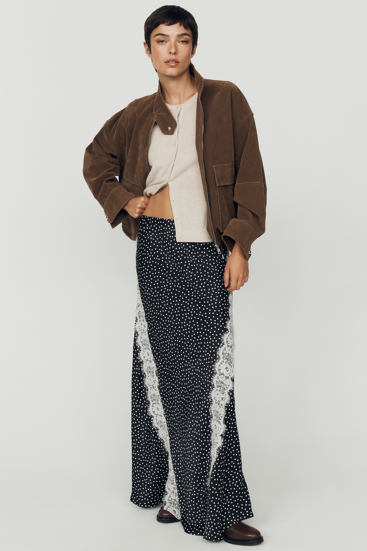 By Anthropologie Tilda Lace-Trim Maxi Slip Skirt