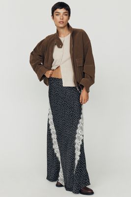 By Anthropologie Tilda Lace-Trim Maxi Slip Skirt