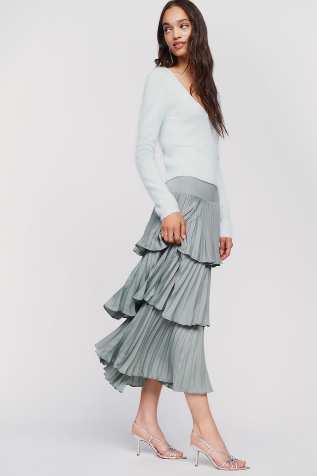 By Anthropologie Silken Tiered Midi Skirt #2
