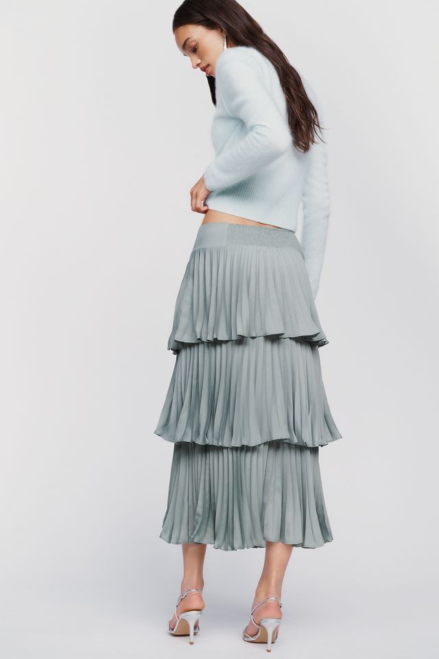 By Anthropologie Silken Tiered Midi Skirt #3