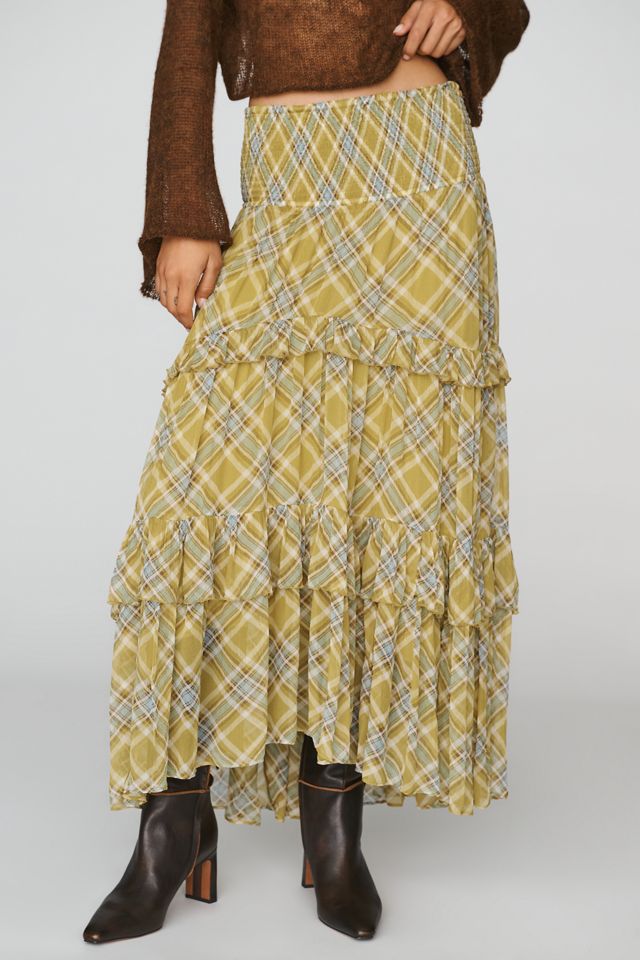 Falda Maxi Escalonada de Cuadros Chloe By Anthropologie #1