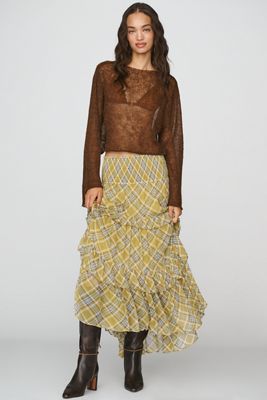 Gonna lunga a balze a quadri Chloe By Anthropologie