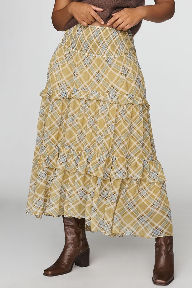 Falda Maxi Escalonada de Cuadros Chloe By Anthropologie #4