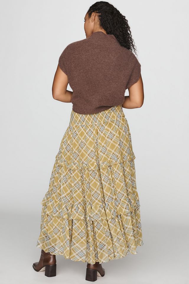 Falda Maxi Escalonada de Cuadros Chloe By Anthropologie #5