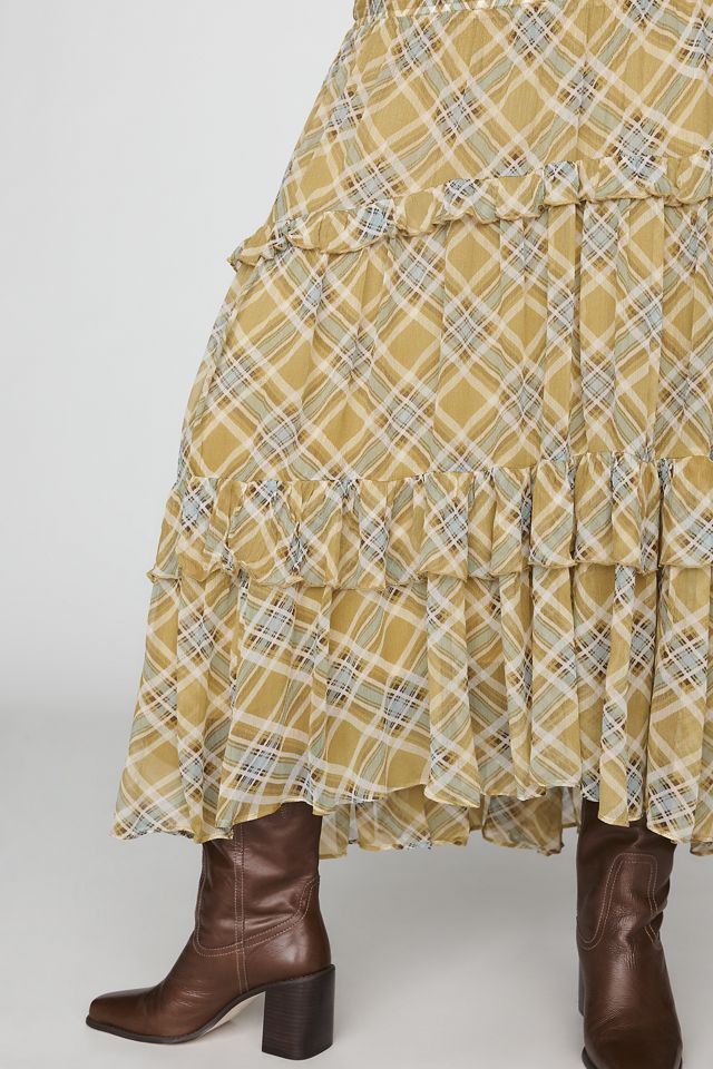 Falda Maxi Escalonada de Cuadros Chloe By Anthropologie #6