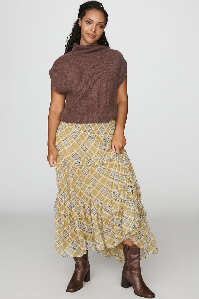 Falda Maxi Escalonada de Cuadros Chloe By Anthropologie #3