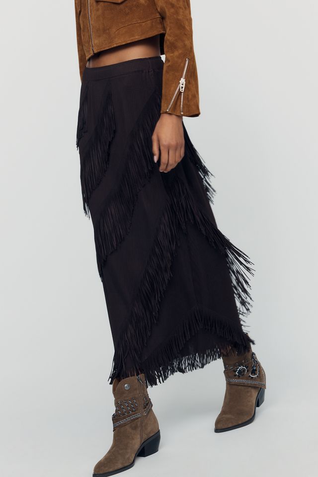 Maude Club Kellie Fringe Midi Skirt #2