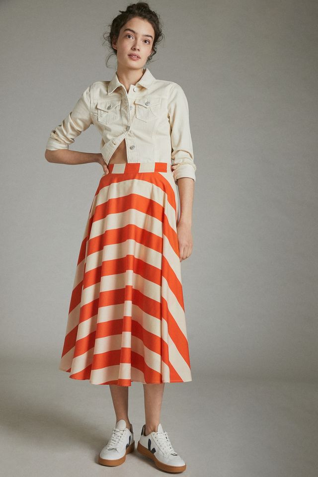 Striped hotsell skirt midi