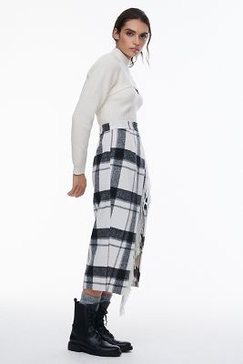 Plaid Fringed Midi Skirt | Anthropologie