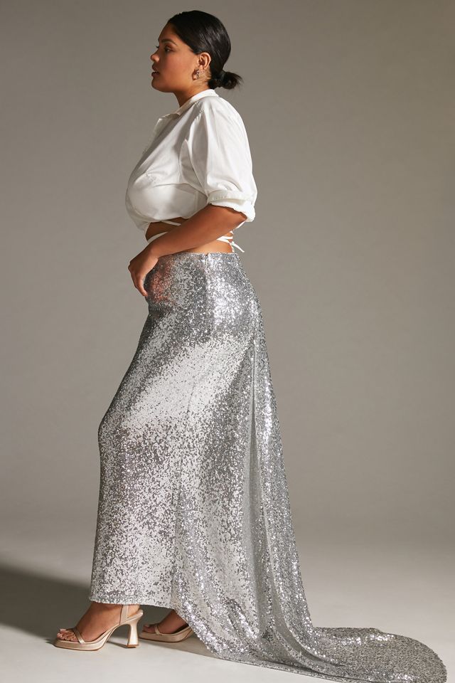 Mare Mare x Anthropologie Sequin Train Maxi Skirt #8