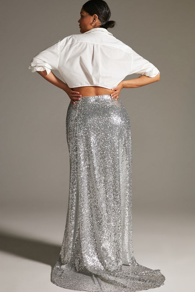 Mare Mare x Anthropologie Sequin Train Maxi Skirt #9