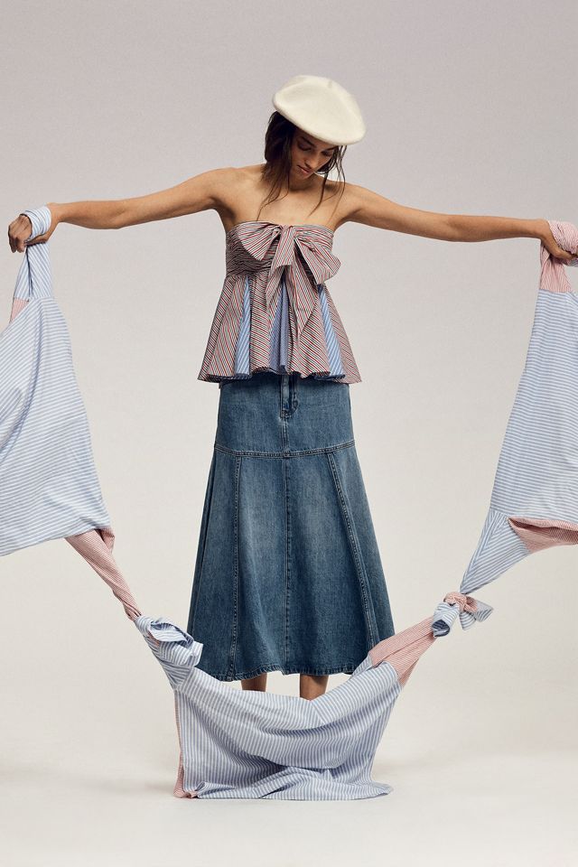 Mare Mare x Anthropologie Denim Flounce Skirt #7