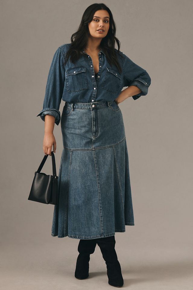 Mare Mare x Anthropologie Denim Flounce Skirt #6