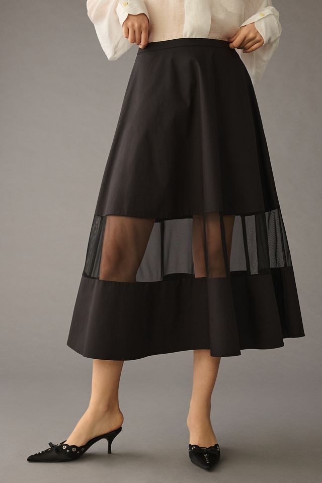 Gonna Midi a Cerchio con Pannello Trasparente Mare Mare x Anthropologie #1