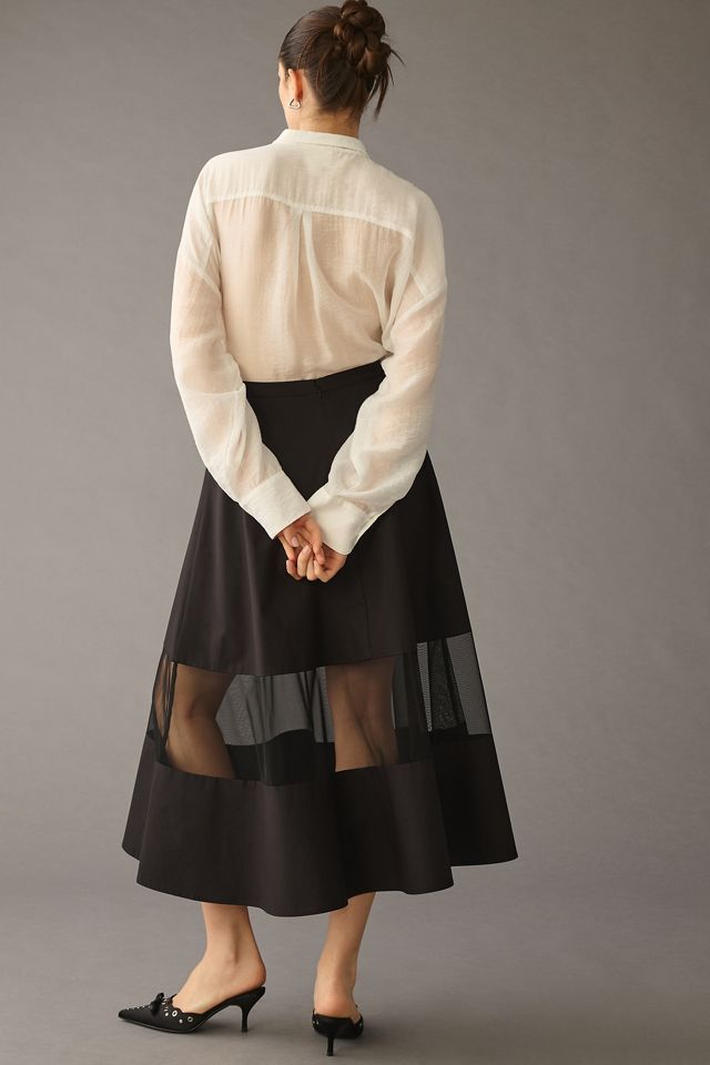 Gonna Midi a Cerchio con Pannello Trasparente Mare Mare x Anthropologie #2