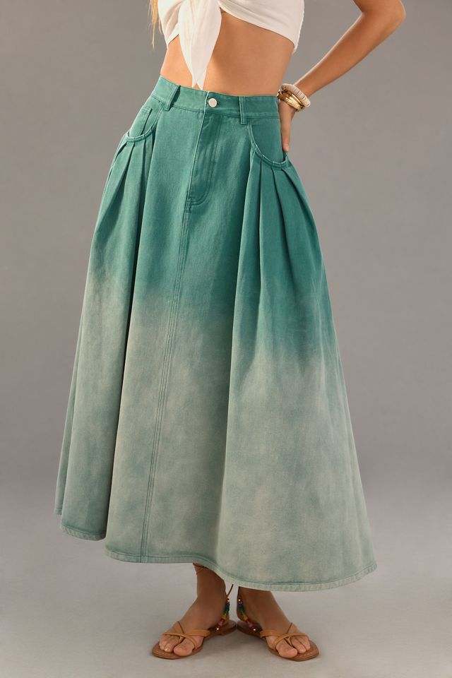 Mare Mare x Anthropologie Pleated Ombre Denim Skirt #1