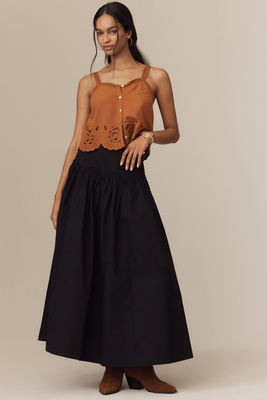 Mare Mare X Anthropologie Basque-waist Maxi Skirt In Black