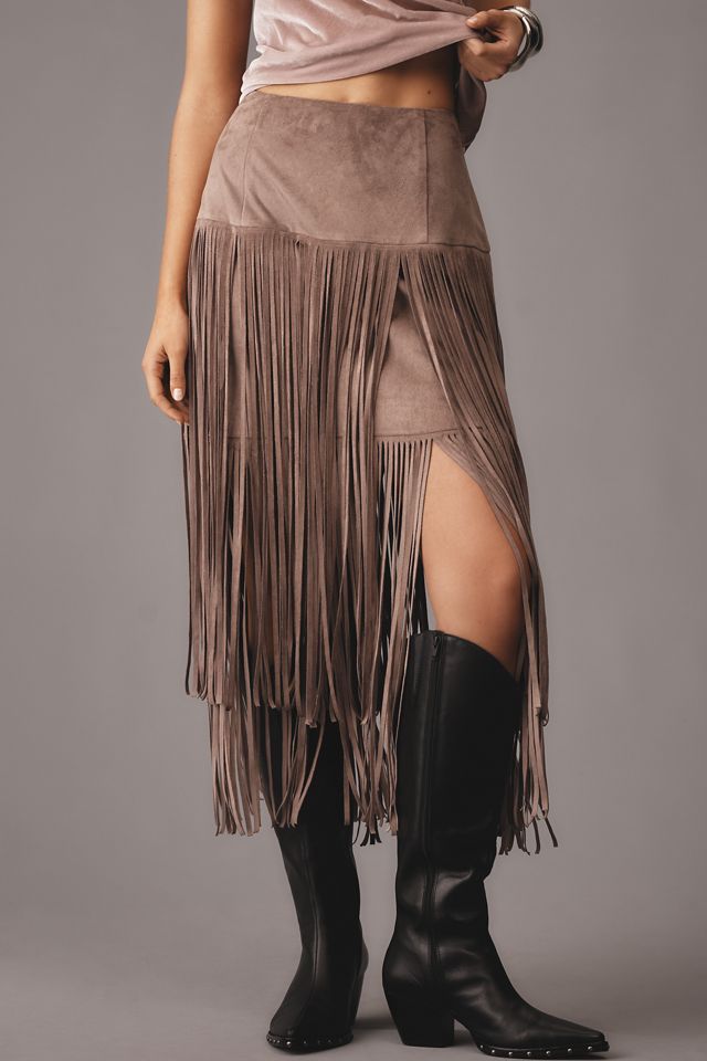 Mare Mare x Anthropologie Faux-Suede Fringe Midi Skirt #2