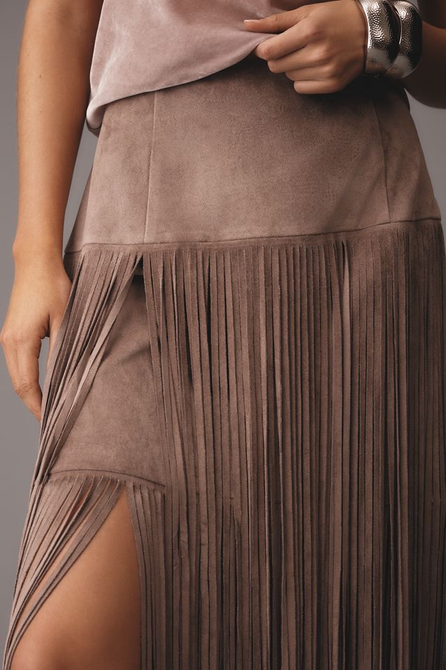 Mare Mare x Anthropologie Faux-Suede Fringe Midi Skirt #4