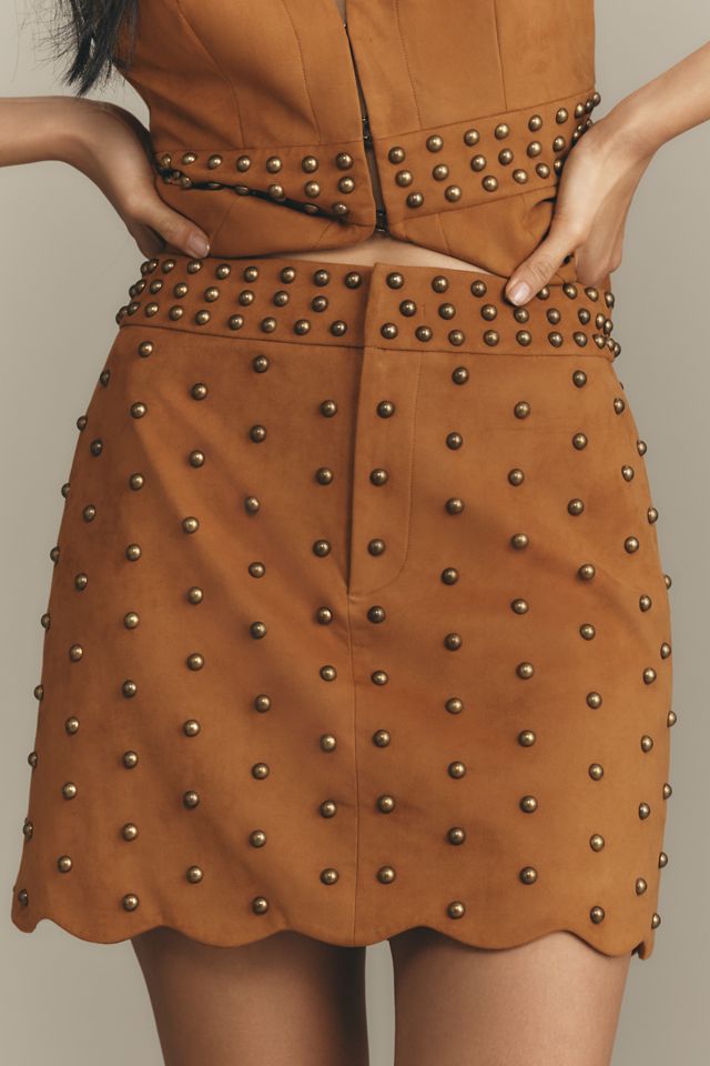 Mare Mare Faux-Suede Rivet-Trim Mini Skirt