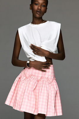 Mare Mare Basque-Waist Plaid Mini Skirt | Anthropologie