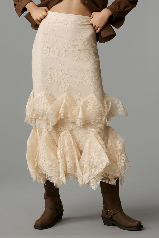 Mare Mare Lace Tiered Midi Skirt #1