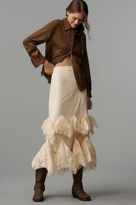 Mare Mare Lace Tiered Midi Skirt
